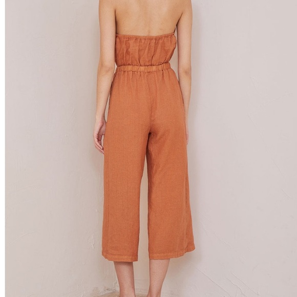 Bella Dahl Halter Wrap Neck Jumpsuit Cropped Leg Jumper NWT - Picture 3 of 6